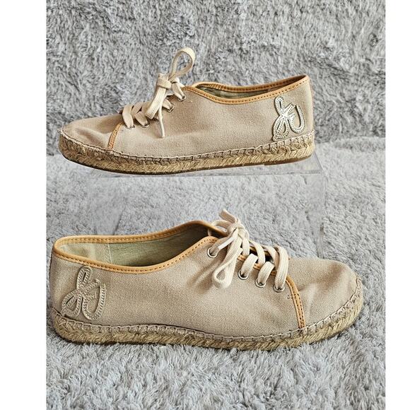 Sam Edelman Lillian Lace‎ Up Espadrilles Sneakers Women Size 7.5M Gold Metallic - Picture 1 of 5